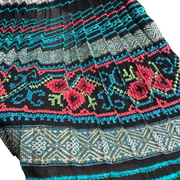 FREE PEOPLE Boho Black Strapless Embroidered Mini Dress Pleated Skirt S,‎ NWT - Picture 5 of 10